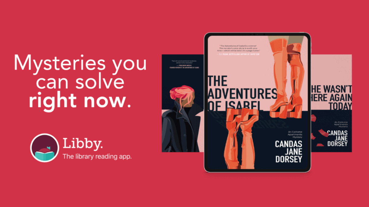 Promotional flyer for mysteries available on Libby. Click the slide to be taken to a webpage with more information. 